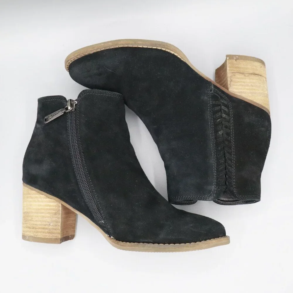Blondo Nina Waterproof Suede Boot‎ Womens 7M Black Casual Boho Bohemian Classic